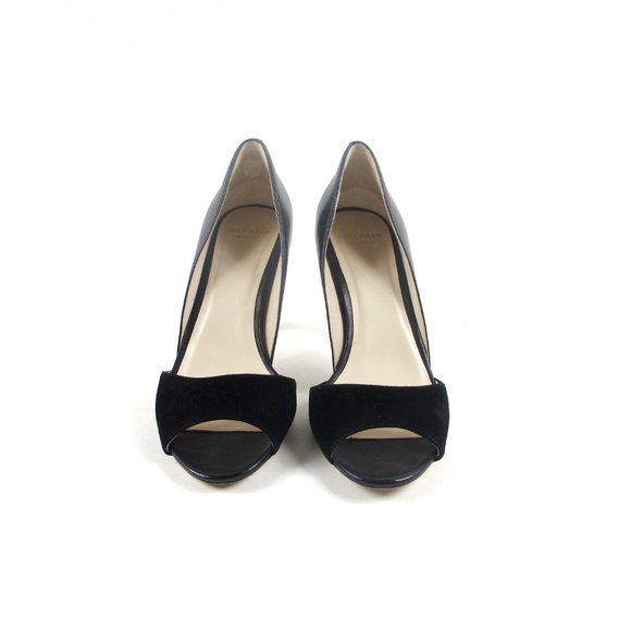 Clearance! Last Call!  Cole Haan Suede and Leather Peep Toe Pump Sz 6 1/2 - Picture 3 of 7